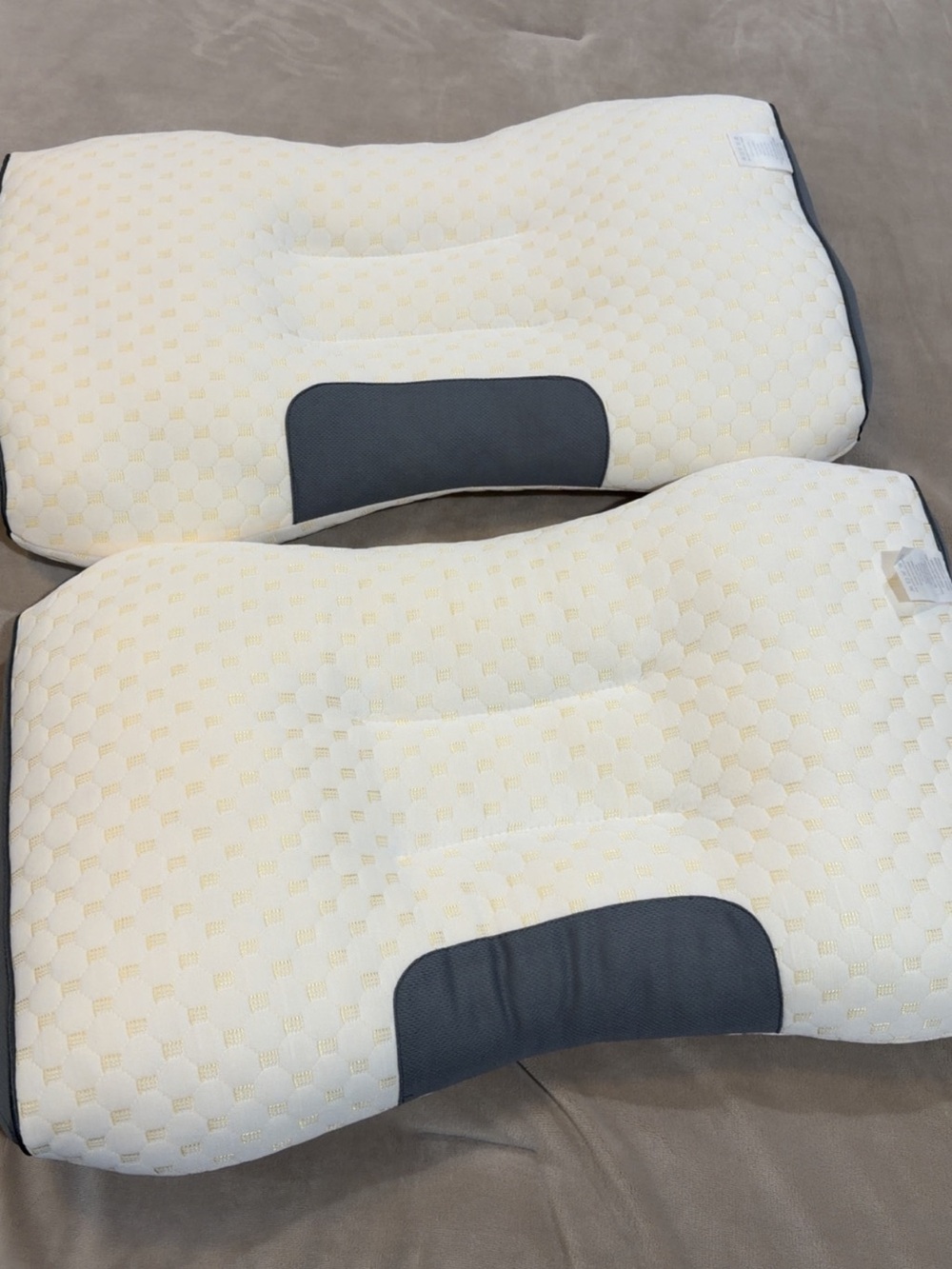 TikTok shop Ufist Contour Memory Foam Pillow Pair Cream with Gray Accent